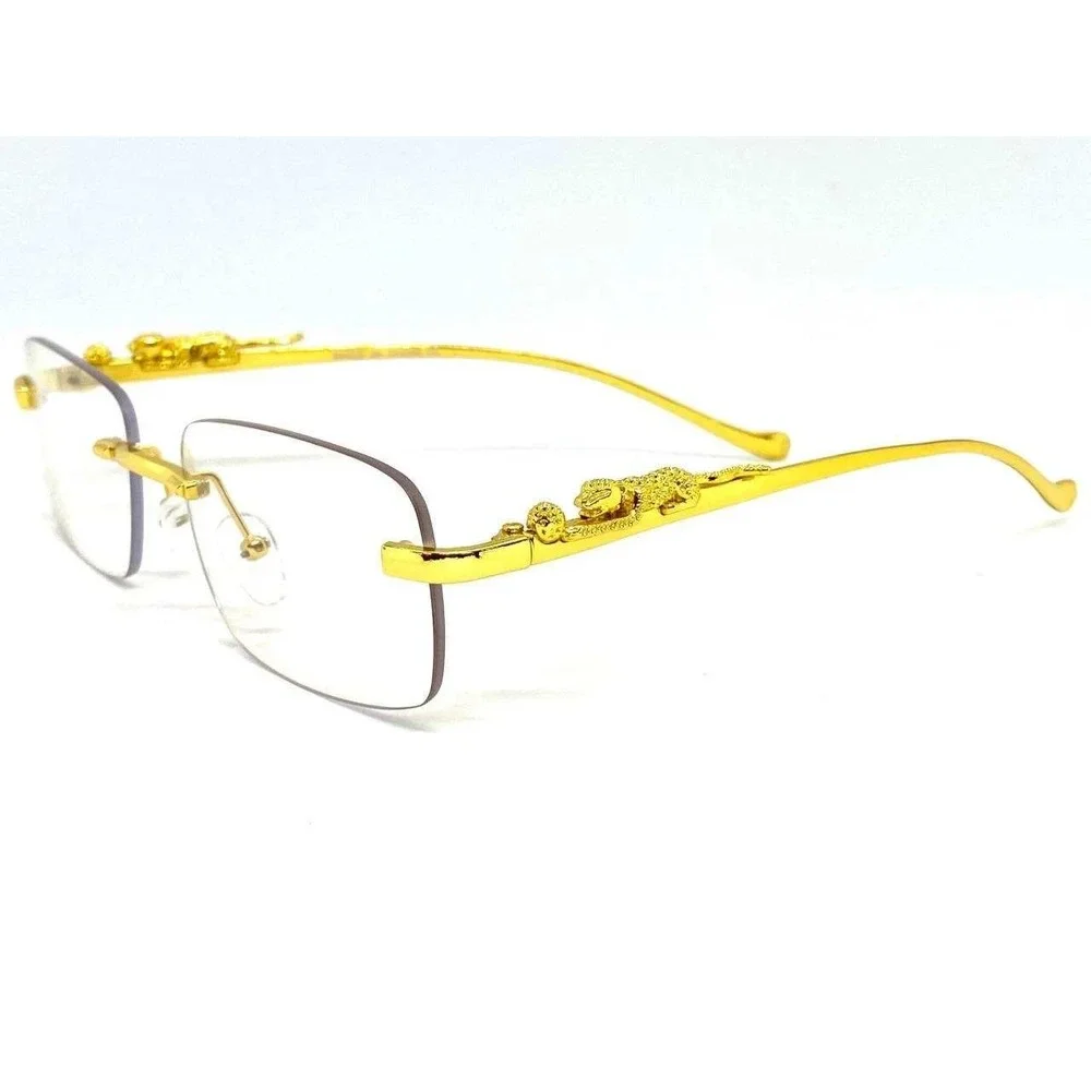 Rimless Rectangle Gold Clear‎ Eye Glasses Unisex Fashion Eyewear Casual Business
